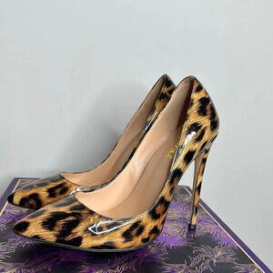 Vicosi Leopard Print Patent Leather Pumps